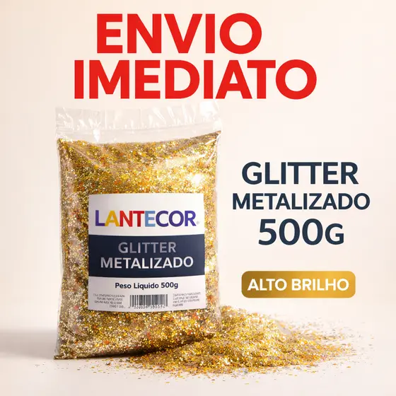 Glitter 500g Pó PVC Brilho LANTECOR Cores - Artesanato/Decoração/Pinturas