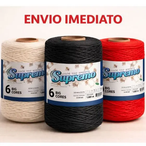 Barbante Supremo 1,8KG Nº6 Cru e Colorido Big Cone – Artesanato, Crochê e Tricô