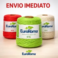 Barbante EuroRoma 600g Nº6 Ecológico Crochê, Tricô, Artesanato - Cru e Colorido