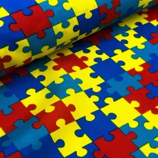 Tecido Oxford Estampado Peças de Lego e Quebra Cabeça 1x1,50 de largura a Unidade