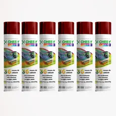 Kit 6 Latas de Tinta Spray Metalico Vermelho 400ml Chesy