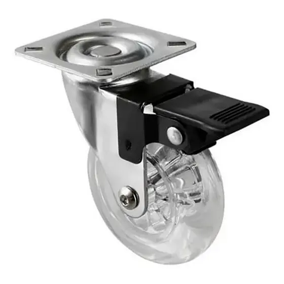 Rodizio Giratorio Com Freio Transparente 1.1/2" 25kg Bestfer