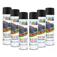 Kit 6 tintas Spray Uso Geral Preto Fosco Lata 400ml Chesy