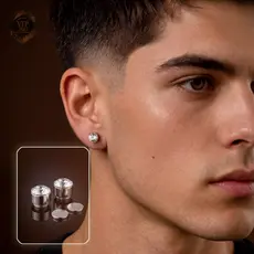 3 Pares Brincos Magnéticos Unissex Aço Inoxidável com Zircônia -Sem Perfurar, Brilhantes-