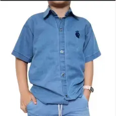 camisa jeans manga curta infantil Camisa jeans juvenil menino infantil no Tamanho P M G bb 10 12 14 16