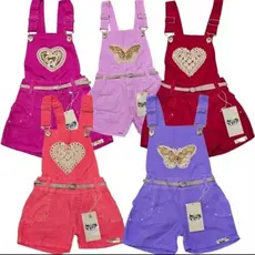 jardineira jeans infantil menina tamanho 1 2 3 anos vestido menina macaquinho menina colorida bebê