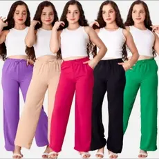 calça pantalona juvenil e infantil menina tamanho 4 6 8 10 12 14 tecido malha crepe infanti calça básica infantil