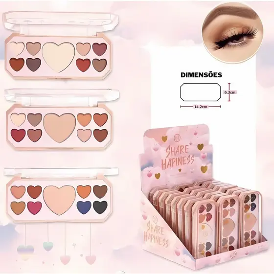 Box c/ 24 Paleta de Sombras e Iluminador Share Hapiness My Life MY8522 Atacado