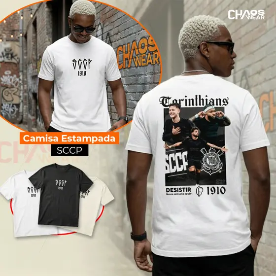 Camisa Timão Estampada SCCP 1910 Timão Paulistão Camiseta Unissex Campeonato Paulista Futebol
