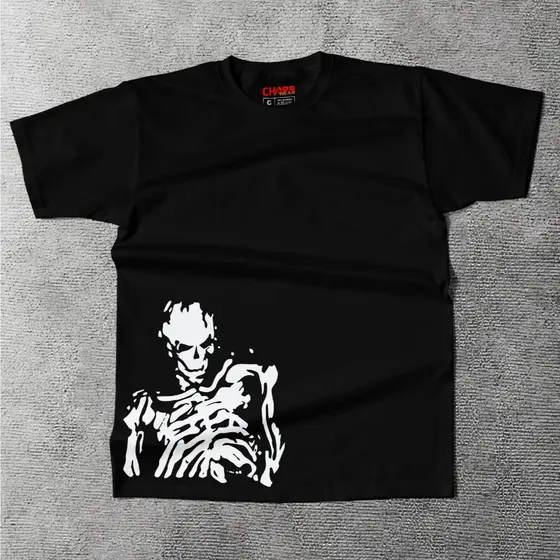 Camiseta Esqueleto 100% Algodão Streetwear Masculina Estampada100% Algodão Casual Urbana