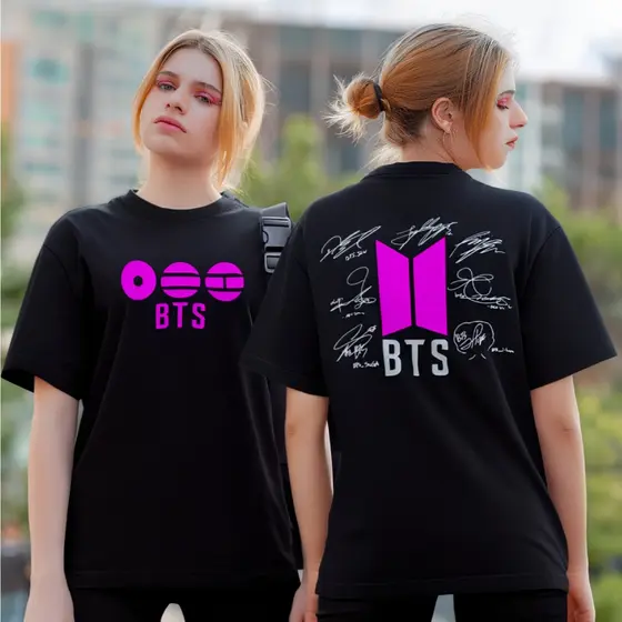 Camiseta BTS Tour Premium Unissex Adulto Infantil Confortável 100% Algodão