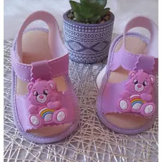 SANDALIA DE BEBÊ  URSINHO DE ARCO-ÍRIS /MENINA/MENINA