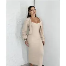 Conjunto Vestido MIDI com Casaco Feminino