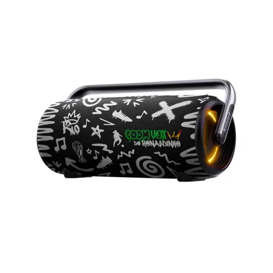 Caixa de Som Amvox Boombox ACA 310 BoomVox Ronaldinho Grafite 310W Até 12h bateria Bluetooth a Prova D’água