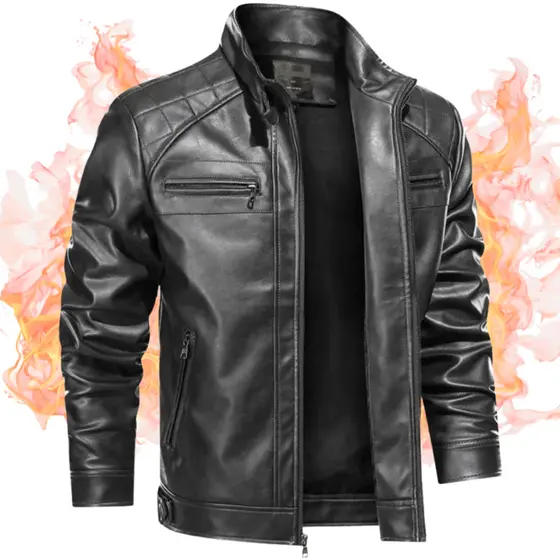 Jaqueta De Couro Masculina Slim Forrada Casaco Casual