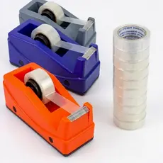 Suporte Fita Adesiva Pequeno De Mesa Escola Escritório / 10 Fitas Adesivas 12x10