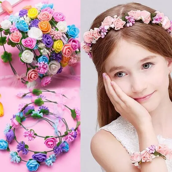 Coroa de Flores Tiara de Cabelo Acessório de Festa Carnaval Batizado Daminha