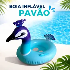 Boia Perninha Assento Inflável Pavão Piscina