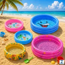 Piscina Inflável 3 Gomos Peixinho Redonda Infantil  90cm 80cm 60cm Praia Piscina Bolinhas Jardim