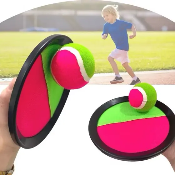Raquete de Velcro + Bola De Tênis Esporte Infantil Bate Gruda Frescobol