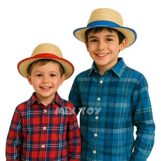 Chapéu de Palha Malandrinho Infantil Junino Italianinho Texano  Arraia