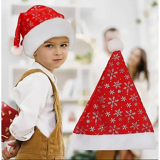 Gorro Papai Noel Veludo e Cetim Vermelho Touca Natalina Festa Fantasia Acessório de Natal