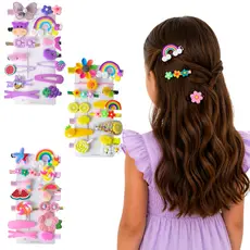 Presilha Infantil Kit 14 Tic Tac Colorido Acessórios Cabelo Menina Laço Flor Frutas Tic Tac