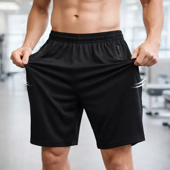Short Masculino Dry Fit Academia Bermuda Elastano Praia 2 Bolsos Zíper Secagem Rápida