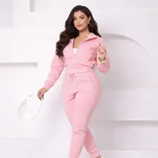 Conjunto Moletom Feminino Leve Blusa Calça Capuz Zíper Inverno Frio Quentinho