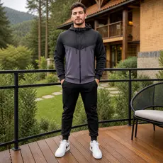 Conjunto Moletom Masculino com Blusa e Calça Touca e Bolsos Funcionais Luxo Quentinho Inverno