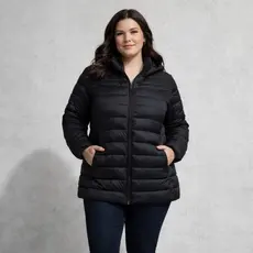 Jaqueta Puffer Bobojaco Feminina Plus Size Grande Impermeável Peluciada Capuz Removivel
