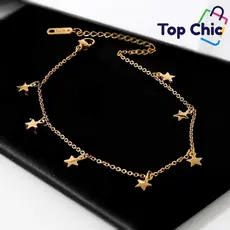 Moda feminina em formato de coração, tornozeleira multicamadas, pulseira feminina de aço inoxidável