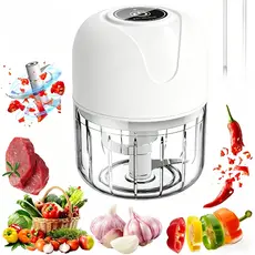 Mini Processador de Alimentos Moedor Alho com 03 Lâminas Elétrico Sem Fio Recarregável USB