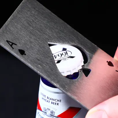 Abridor De Garrafas Aço Inox Magnético Portátil Automático E Poker Carta Abridor