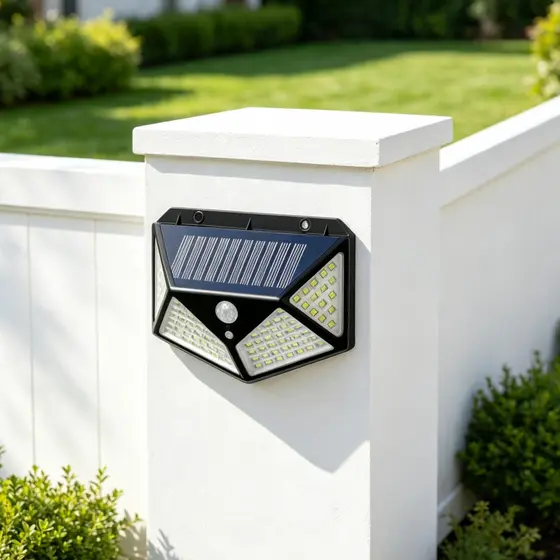 Refletor Led Solar 3 Cabeças Giratoria Sensor de movimento