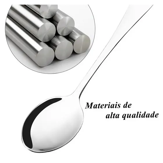 24 Peças Colher De Sobremesa Aço Inox, Jogo De Talheres Inox