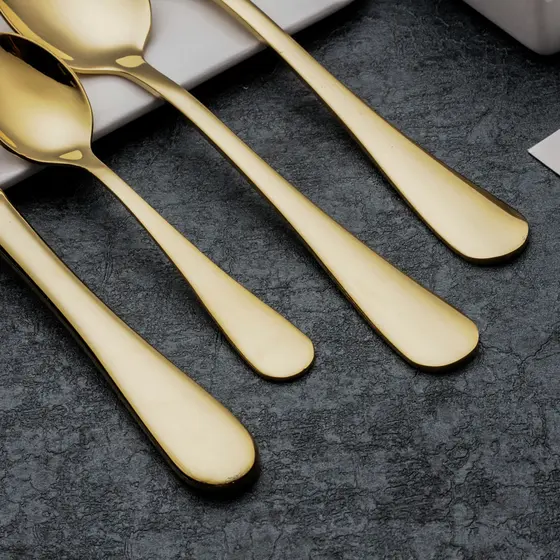 36 Peças Talheres de Aço Inox Dourada Garfo Colher Faca Faqueiro