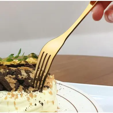 18 Peças Talheres de Aço Inox Dourada Garfo Colher Faca Faqueiro