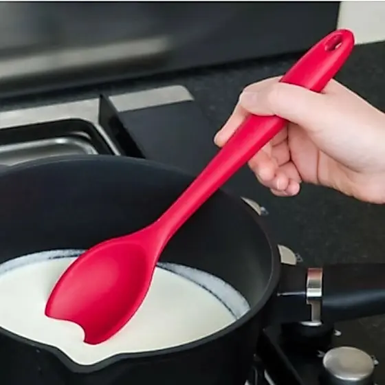 2 Pcs 27cm Colher Redonda De Silicone Utensílio De Cozinha Vermelho Promoção
