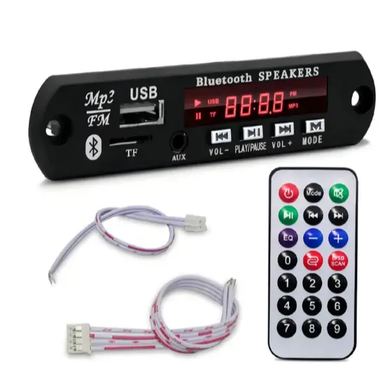 Placa Decodificadora nao amplificada Usb P/ Caixa Ativa Mp3 Fm Aux Bluetooth controle 747D