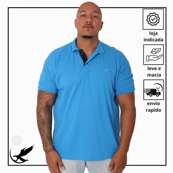 Camisa Polo Plus Size Masculina Piquet Algodão g1 g2 g3