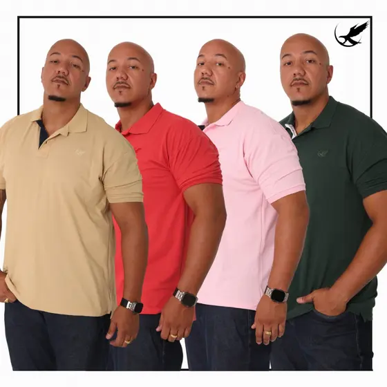Kit 04 Camisas Polo Plus Size Masculina Piquet Premium G1 G2 G3