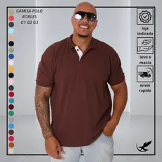 Camisa Polo Masculina Plus Size Algodão Piquet Premium Robles