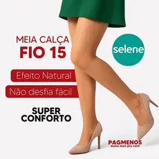Meia Calça Feminina Clássica Fio 15 Natural Preta Cor da Pele Fina Transparente Ponteira Invisível