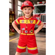 Fantasia Infantil Menino Bombeiro com Capacete de Plástico