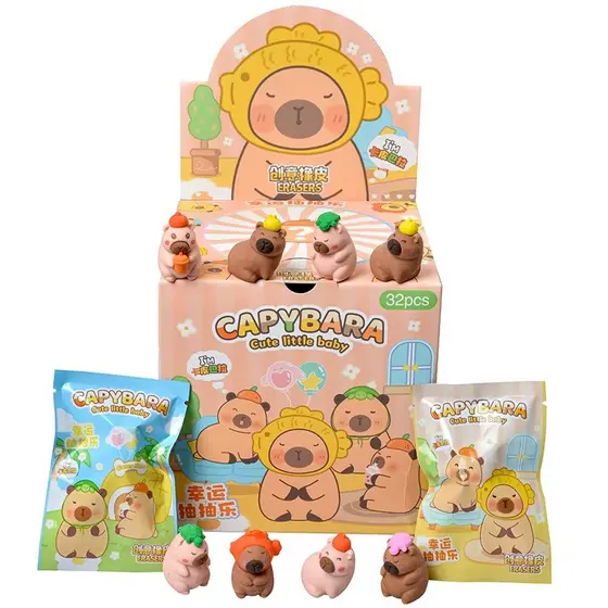 Borracha Apagar  Surpresa Mini Boneco Colecionável  Capivara Estante  Decorativo Miniatura Pacote Misterioso Toy