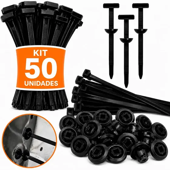 Kit 50, 20 e 10 un - Abraçadeira Automotiva de Nylon Fita Hellermann Enforca Gato Universal