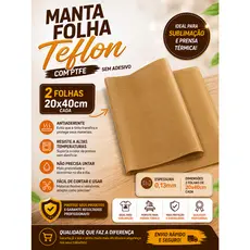 2 pçs Manta Teflon PTFE 0,13mm 20x40cm Sem Adesivo para Sublimação, Alta Temperatura e Antiaderente