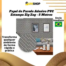 Papel de Parede Adesivo PVC Estampa Zig Zag - 5 Metros