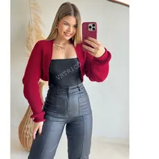 Casaco Cardigan  Feminino Curto Tricot  Lanzinha Casaquinho Feminino Moda Outono Inverno